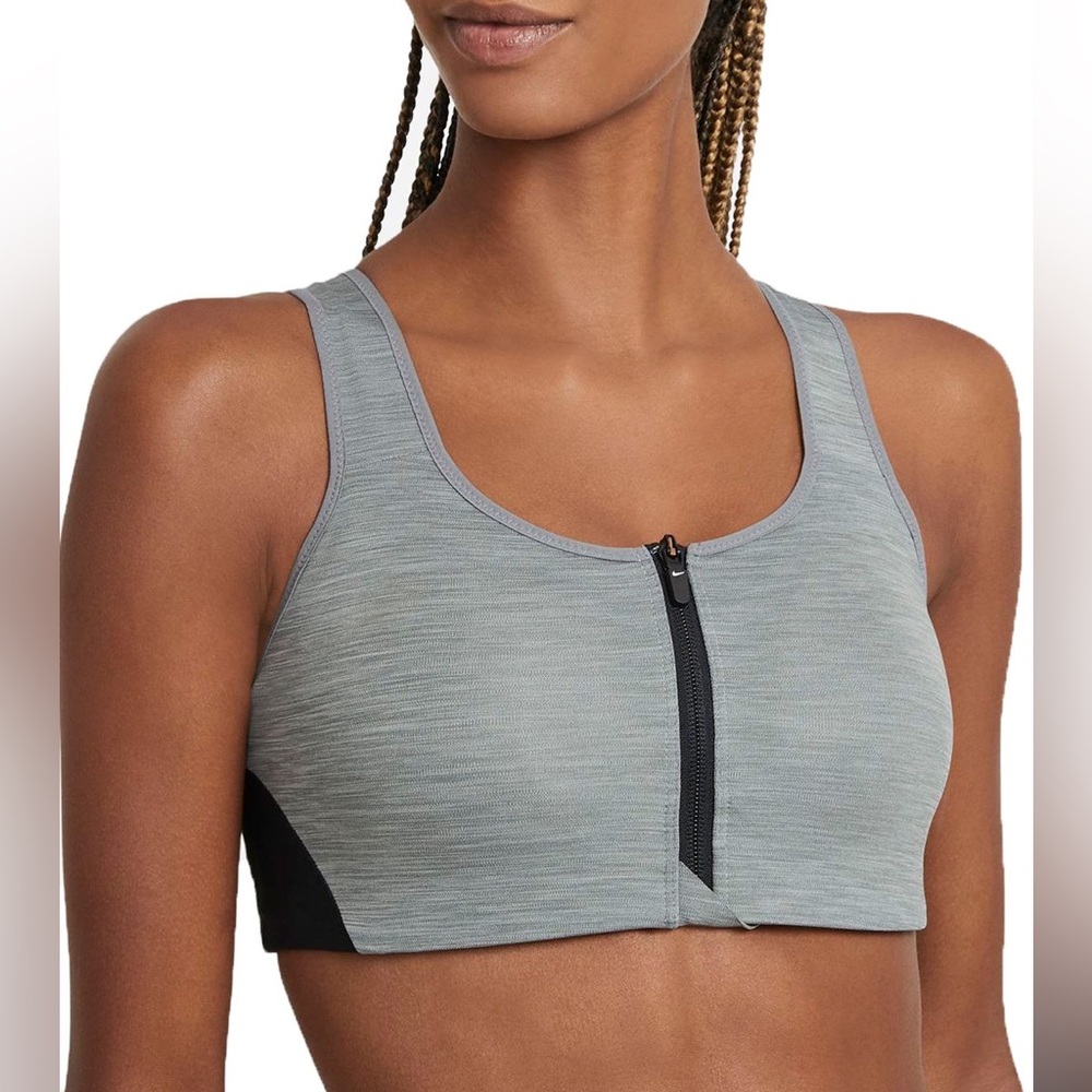 Nike Heather Gray Zip Sports Bra